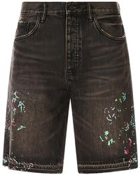 Purple Brand - Paint-Splatter Denim Shorts - Lyst