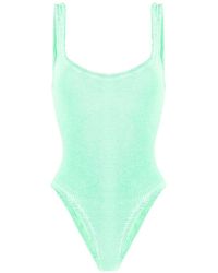 Hunza G - Crinkle-effect Square-neck Swimsuit - Lyst