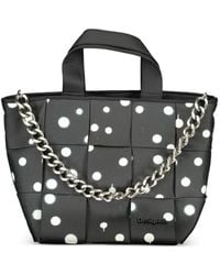Desigual - Woven Polka-Dot Tote Bag - Lyst