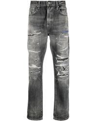 Neighborhood Distressed-effect Straight-leg Jeans - Black