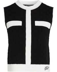 KARL LAGERFELD - Contrast-Piping Sleeveless Top - Lyst