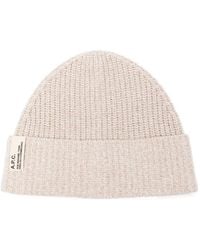 A.P.C. - Ribbed Logo-Patch Beanie Hat - Lyst