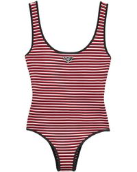 Prada - Striped Swimsuit - Lyst