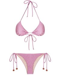 Adriana Degreas - Lurex Side-tie Triangle Bikini - Lyst