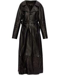 Balenciaga - Belted Leather Trench Coat - Lyst