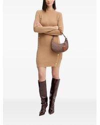 Morgan - Button-Detail Knit Mini Dress - Lyst