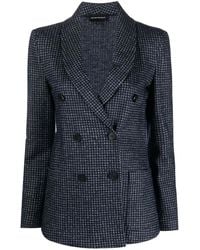 Emporio Armani - Checked Pattern Double Breasted Blazer - Lyst