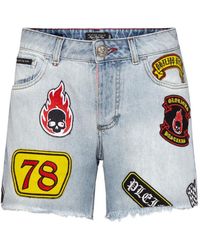 Philipp Plein - Fashion Show Patch-Detail Frayed Shorts - Lyst