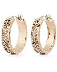 Tory Burch - Pavé Hoop Earrings - Lyst