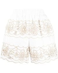 RED Valentino - Floral Embroidered High-Waisted Shorts - Lyst