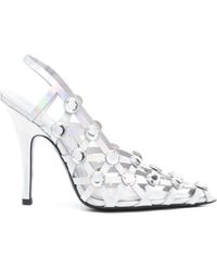 The Attico - Grid 105mm Holographic Caged Slingback Pumps - Lyst