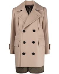 Sacai - Melton Layered Wool Coat - Lyst