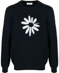 Sandro - Fein gestrickter Pullover mit Blumen-Intarsie - Lyst