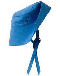 Miu Miu Striped Bucket Hat in White | Lyst