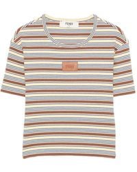 Fendi - Striped Logo-Patch T-Shirt - Lyst