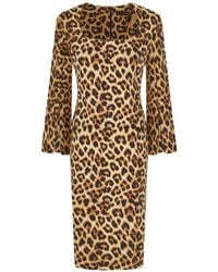 La Petite Robe Di Chiara Boni - Meizi Leopard-Print Slit-Sleeve Midi Dress - Lyst