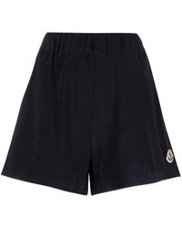 Moncler - Shorts aus Velours mit Logo-Patch - Lyst