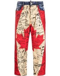 DSquared² - Maple Leaf Graffiti-Print Cropped Jeans - Lyst