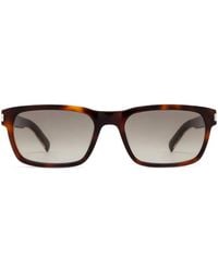 Saint Laurent - Rectangle-Frame Tortoiseshell Sunglasses - Lyst
