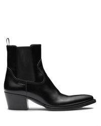 Prada - Brushed Leather Chelsea Boots - Lyst