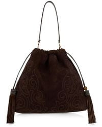 Etro - Grand Sac Kalispera En Daim Avec Patch Et Pompons - Lyst