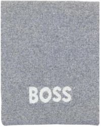BOSS - Logo-Intarsia Ribbed Scarf - Lyst
