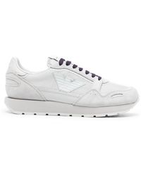 Emporio Armani - Suede-panelling Mesh Sneakers - Lyst