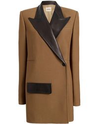KHAITE - Jacobson Leather-Trim Blazer - Lyst
