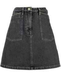 KENZO - High-waisted Bleached Denim Skirt - Lyst