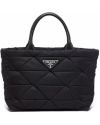 Prada - Re-Nylon Triangle-Logo Plaque Padded Tote Bag - Lyst