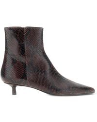 Aeyde - Sofie Snake-Print Pointed-Toe Ankle Boots - Lyst