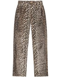 Ganni - Leopard-Print Trousers - Lyst