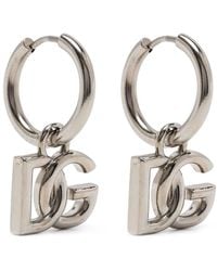 Dolce & Gabbana - Logo-plaque Hoop Earrings - Lyst