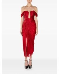 ARAFTU - Off-Shoulder Split Midi Dress - Lyst