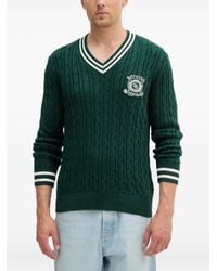 Guess - Cable-Knit V-Neck Sweater - Lyst