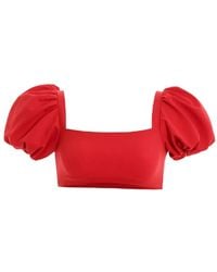 Agua Bendita - Calista Puff-Sleeve Tie Bikini Top - Lyst