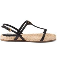 Prada - Logo Leather Sandal - Lyst