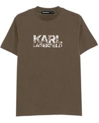KARL LAGERFELD - Logo-Embroidered Crew-Neck T-Shirt - Lyst