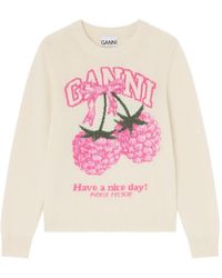 Ganni - Pull À Imprimé Framboises - Lyst