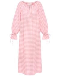 Sleeper - Cha-Cha Gingham Maxi Linen Dress - Lyst