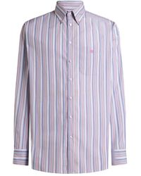 Etro - Camicia A Righe Con Ricamo Pegaso - Lyst