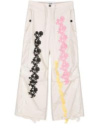 MSGM - Lace-embellished Straight-leg Trousers - Lyst