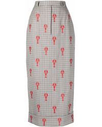 Thom Browne - Lobster-embroidered Cotton Long Skirt - Lyst