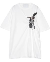 Yoshio Kubo - Eagle-Print Gathered T-Shirt - Lyst