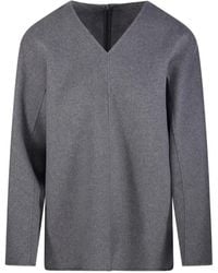 Max Mara - V-Neck Wool Blouse - Lyst