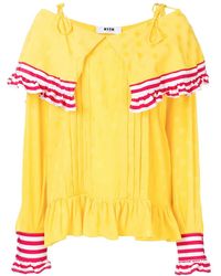 MSGM Blusa con paneles en contraste - Amarillo