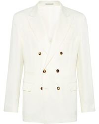 Brunello Cucinelli - Linen Blend Double-Breasted Jacket - Lyst