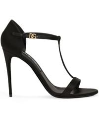 Dolce & Gabbana - Silk Blend Satin Tbar Sandals - Lyst