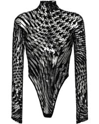 Mugler - Star-Print Mesh Bodysuit - Lyst