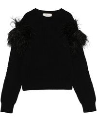 Blumarine - Maglione Con Bordo Di Piume - Lyst